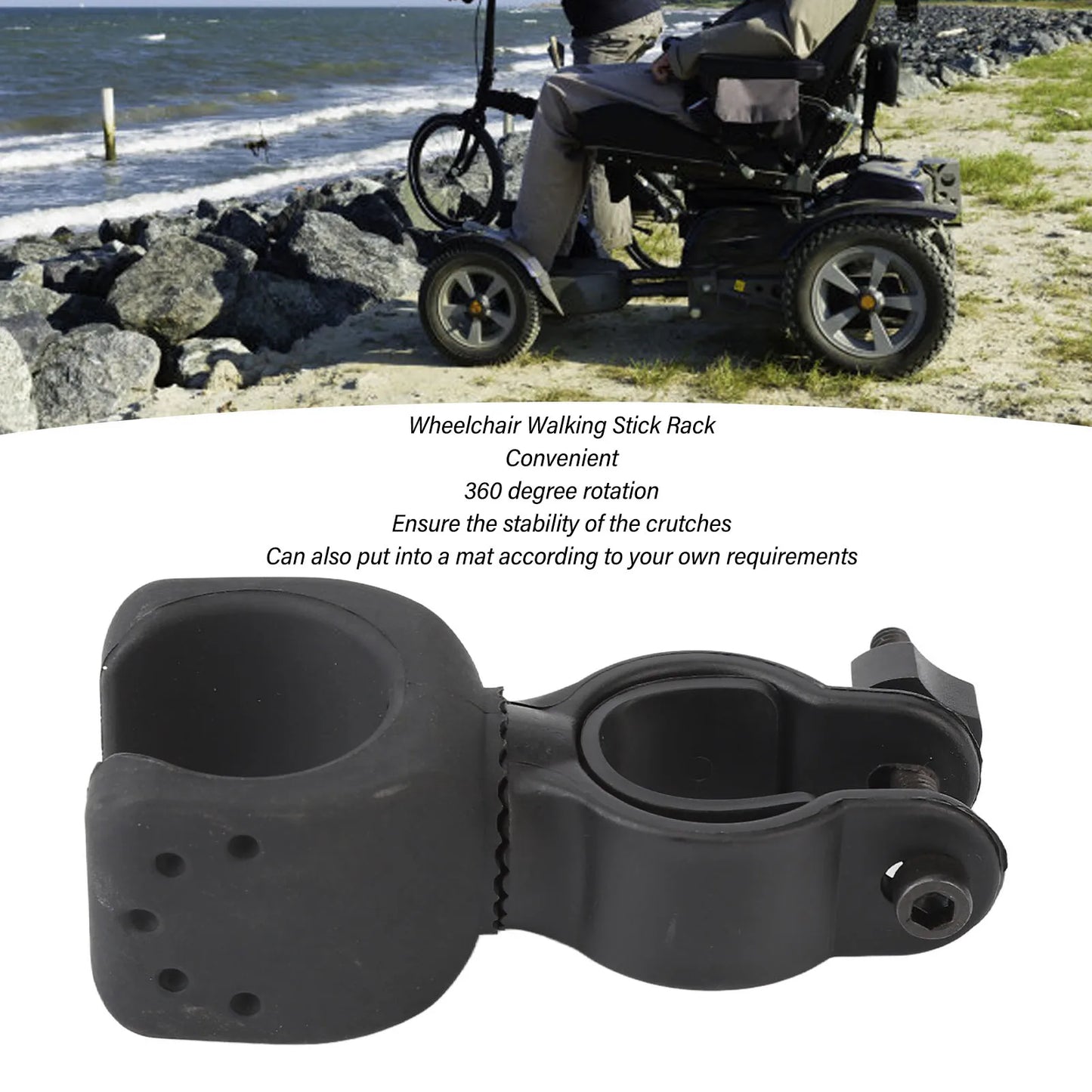Walking Stick Rack Crutches Stick Bracket Cane Clip Holder for Dia 2.5-3.5cm Tube for Electric Scooters Wheelchair Accessory