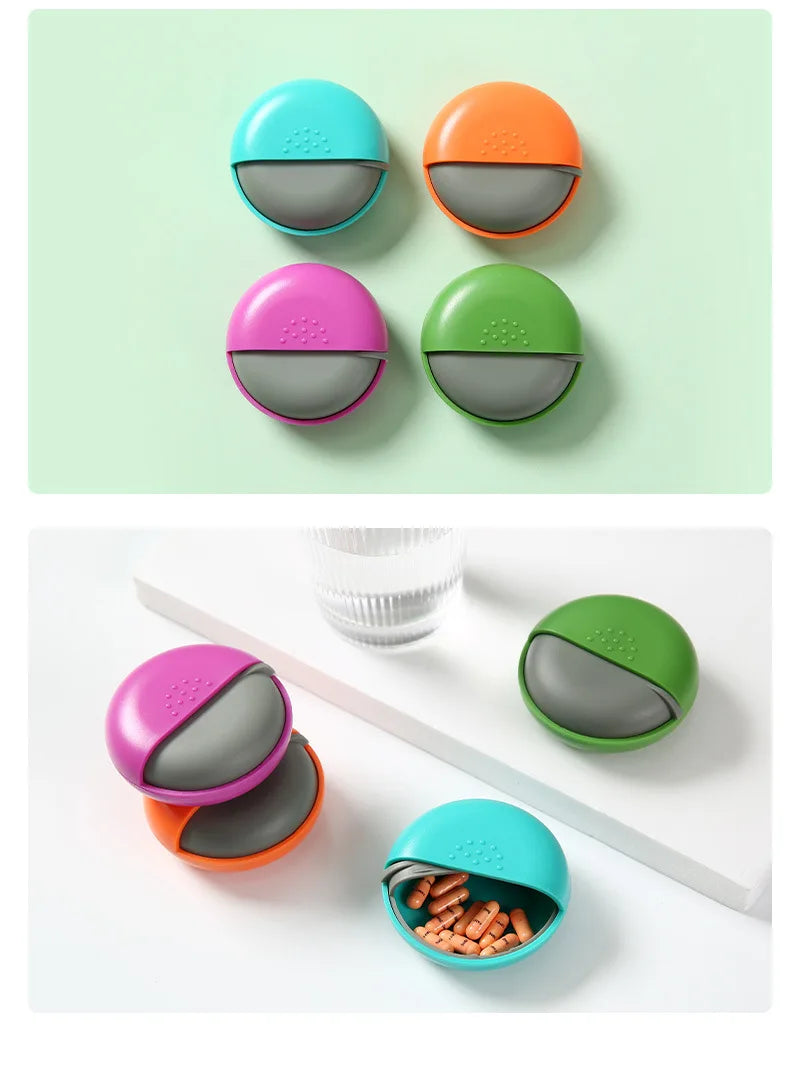 Portable Travel Round Pill Box Mini Spin Pill Organizer Pill Box Spin Pill Organizer Tablet Container Medicine Box