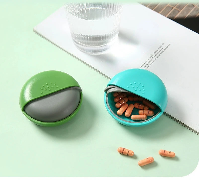 Portable Travel Round Pill Box Mini Spin Pill Organizer Pill Box Spin Pill Organizer Tablet Container Medicine Box