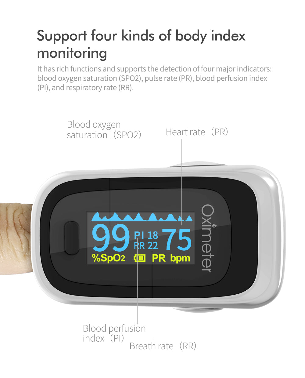 Kiuzou Medical Portable Finger Pulse Oximeter Blood Oxygen Heart Rate Saturation Meter OLED Oximetro De Dedo Saturometro Monitor