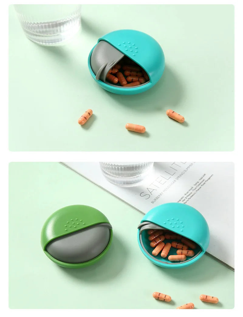 Portable Travel Round Pill Box Mini Spin Pill Organizer Pill Box Spin Pill Organizer Tablet Container Medicine Box