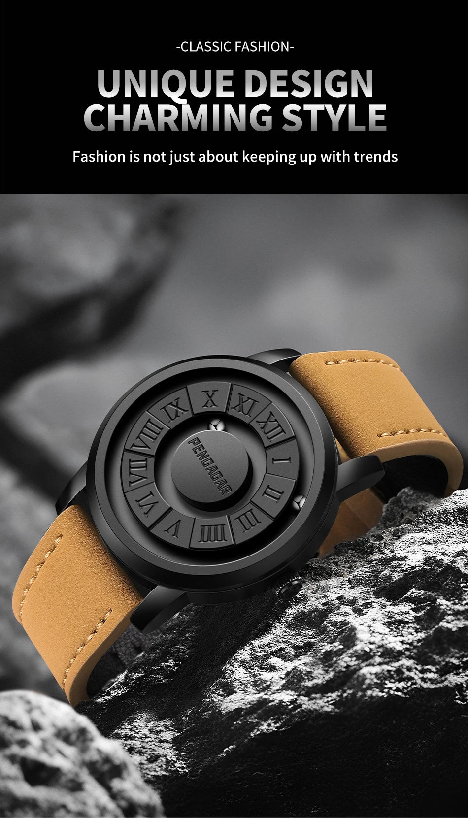 2024 New Men's Watches Top Luxury Quartz Watch For Men Creative Scrolling Pointer Magnetic Force Wrist Clock Relogio Masculino