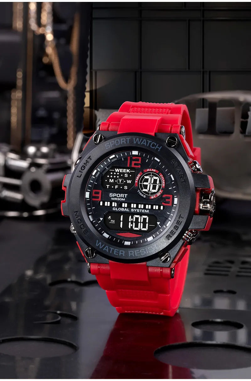 Men Waterproof Sports Watches Multifunction Electronic Watches Anti Drop and Shock-absorbing Wristwatches