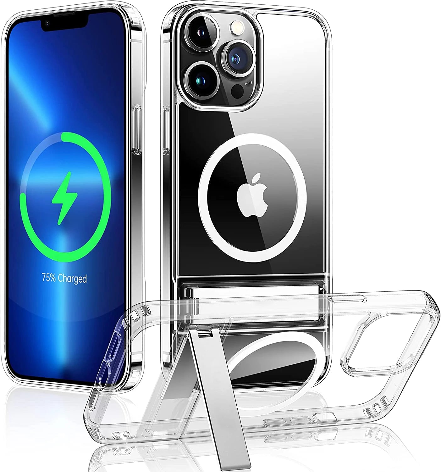 Magnetic Clear Phone Case for Magsafe with Kickstand for iPhone 14 Pro Max 13 12 11 Mini 15 Plus Shockproof Mobile Back Cover