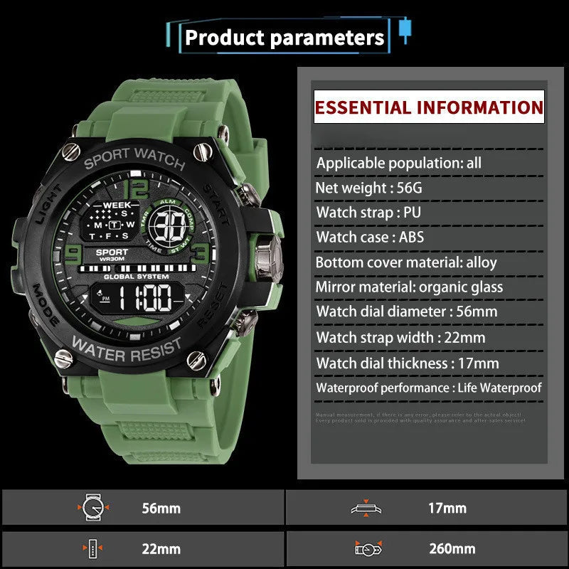 Men Waterproof Sports Watches Multifunction Electronic Watches Anti Drop and Shock-absorbing Wristwatches