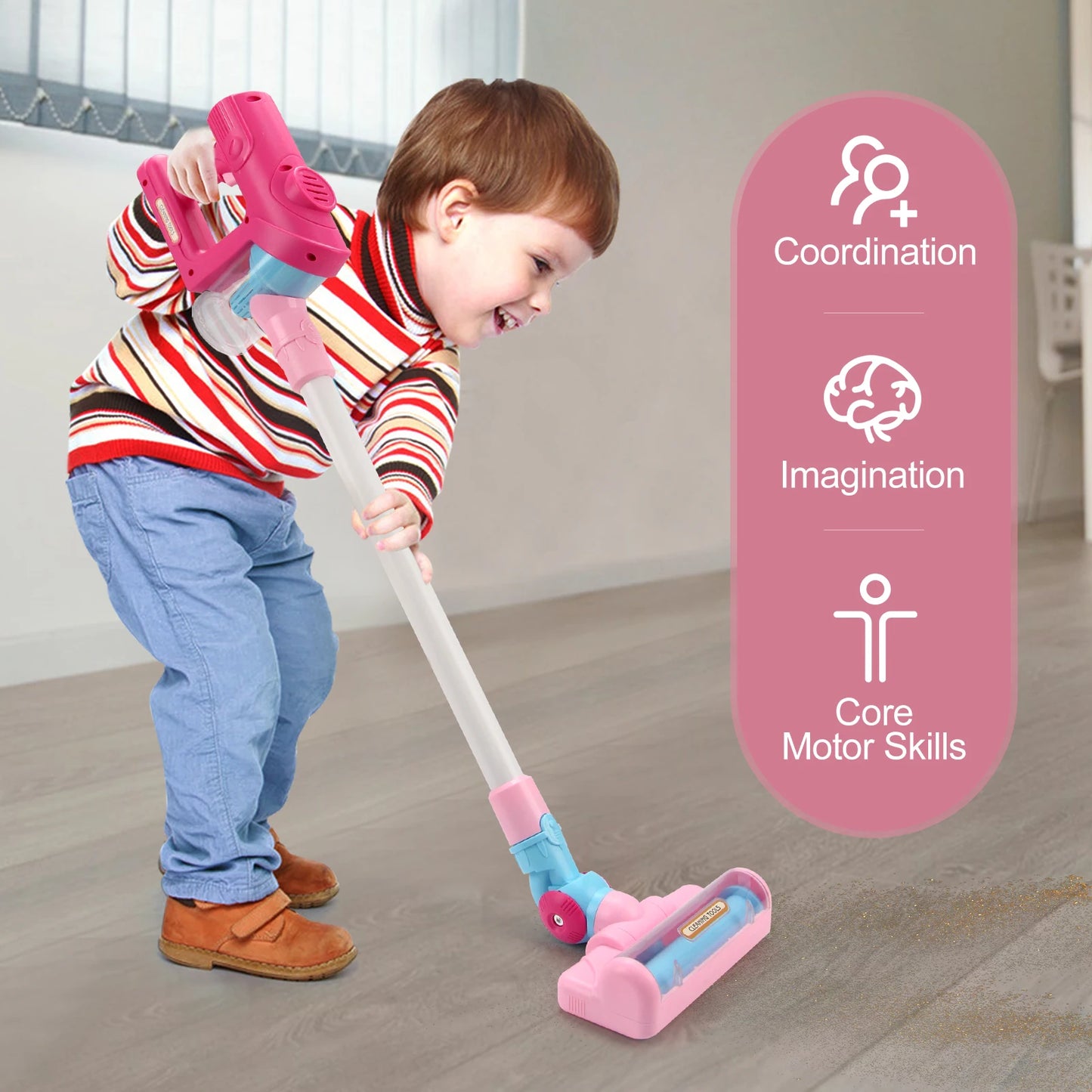 Electric Mini Vacuum With Light and Music Cleaner Simulation Housework Dust Catcher Educational Pretend Play Toys for Kids Gifts