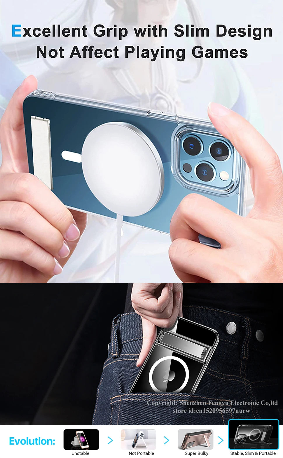 Magnetic Clear Phone Case for Magsafe with Kickstand for iPhone 14 Pro Max 13 12 11 Mini 15 Plus Shockproof Mobile Back Cover