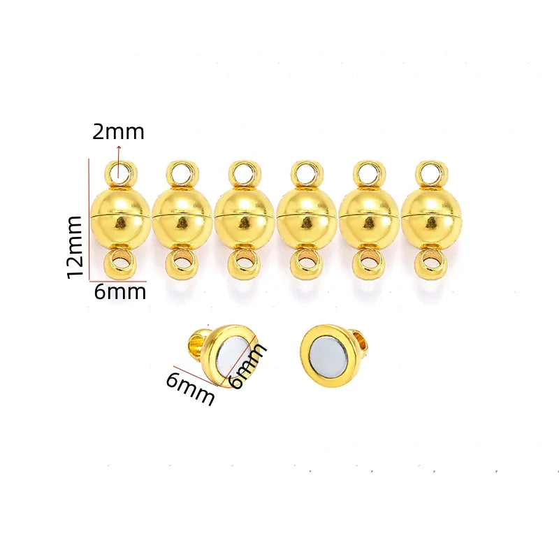 5Sets Mix Strong Love Heart Round Magnetic Clasps Fit Rhodium End Clasp Connectors Component For Making Leather Bracelet Jewelry