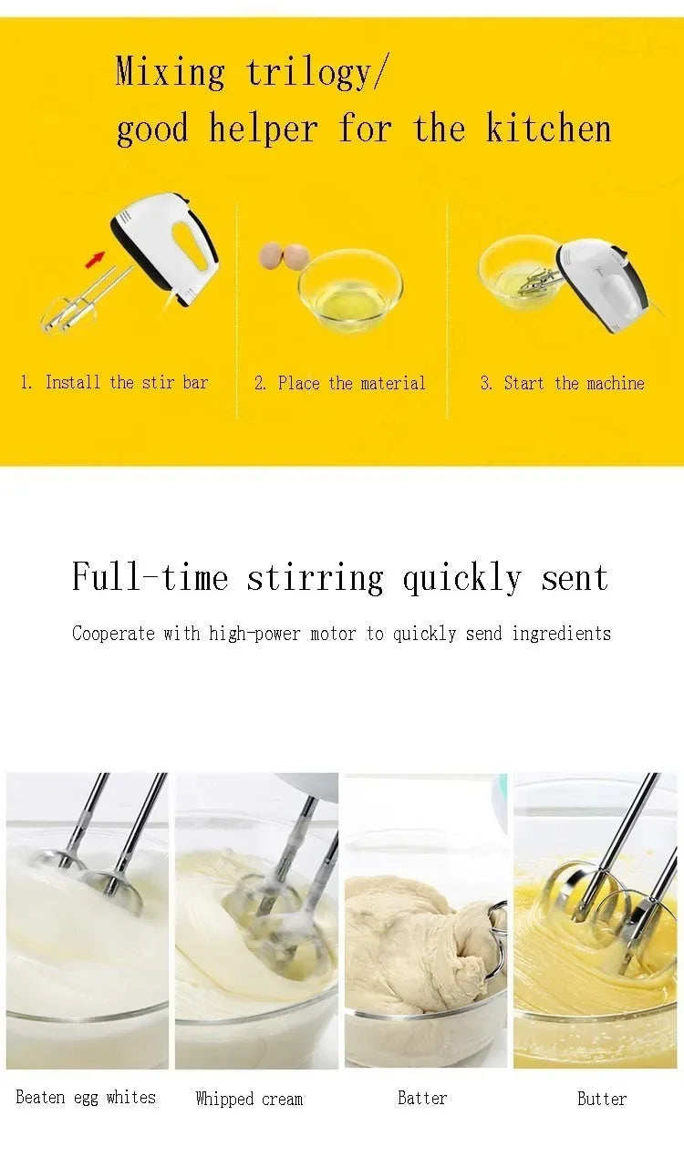 Multifunctional 7 Speed Mini Mixer Electric Food Blender Handheld Mixer Egg Beater Automatic Cream Food Cake Baking Dough Mixer
