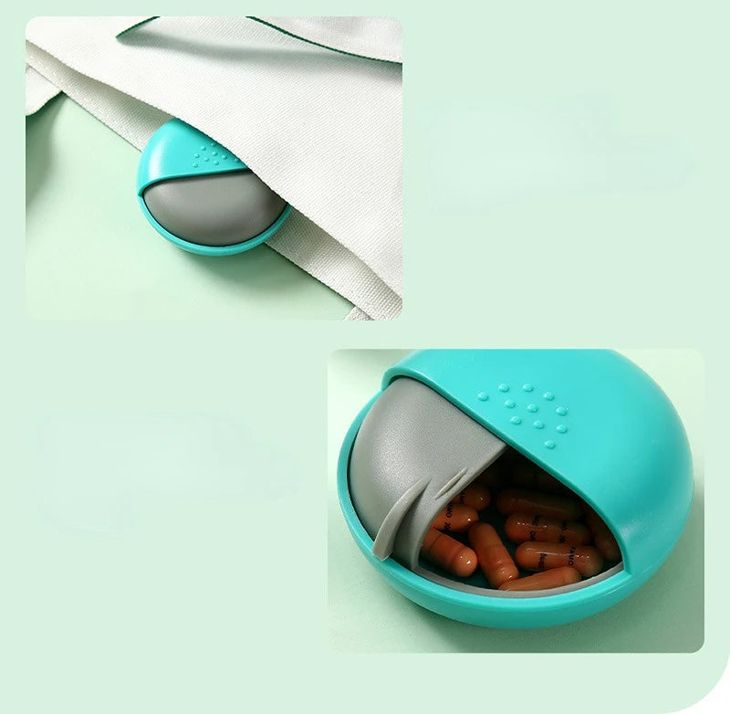Portable Travel Round Pill Box Mini Spin Pill Organizer Pill Box Spin Pill Organizer Tablet Container Medicine Box