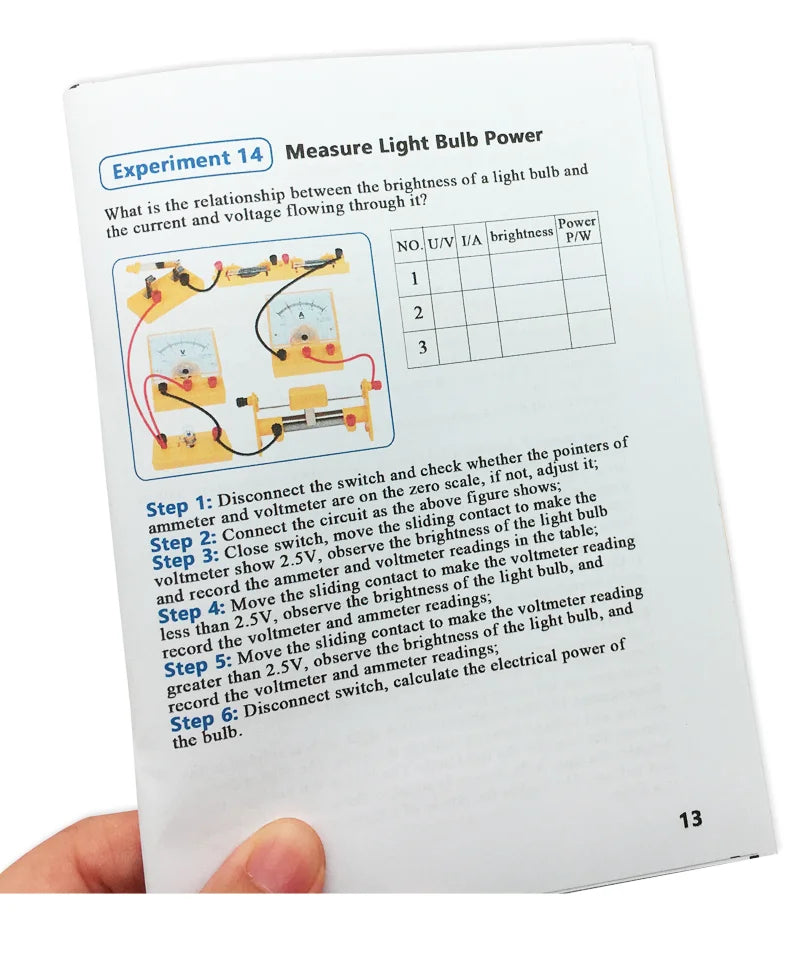 Electric Circuit Learning Kit Physics Electrical Experiment Teaching Aid Ammeter Voltmeter Sliding Rheostat Resistor Science Toy