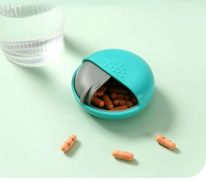 Portable Travel Round Pill Box Mini Spin Pill Organizer Pill Box Spin Pill Organizer Tablet Container Medicine Box