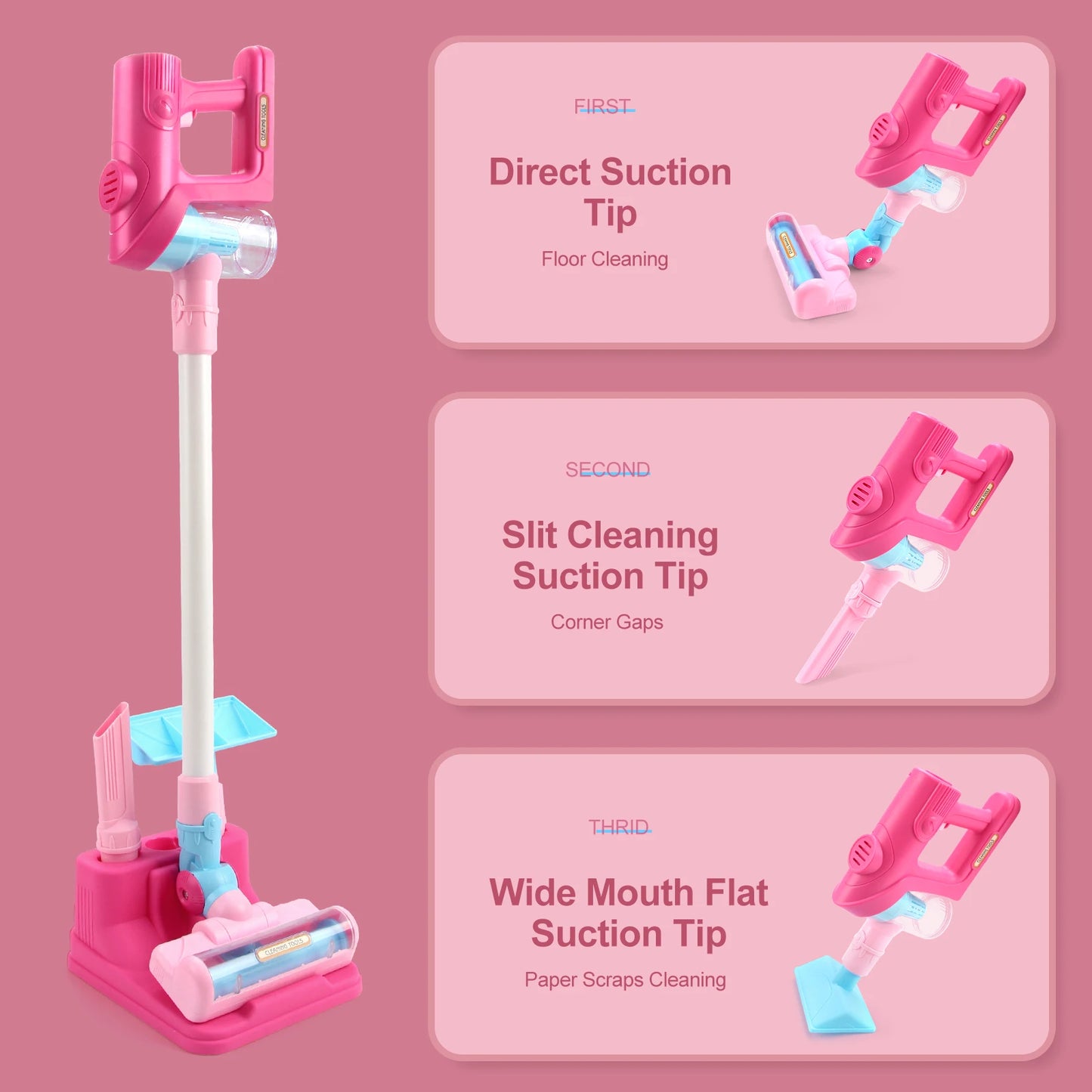 Electric Mini Vacuum With Light and Music Cleaner Simulation Housework Dust Catcher Educational Pretend Play Toys for Kids Gifts