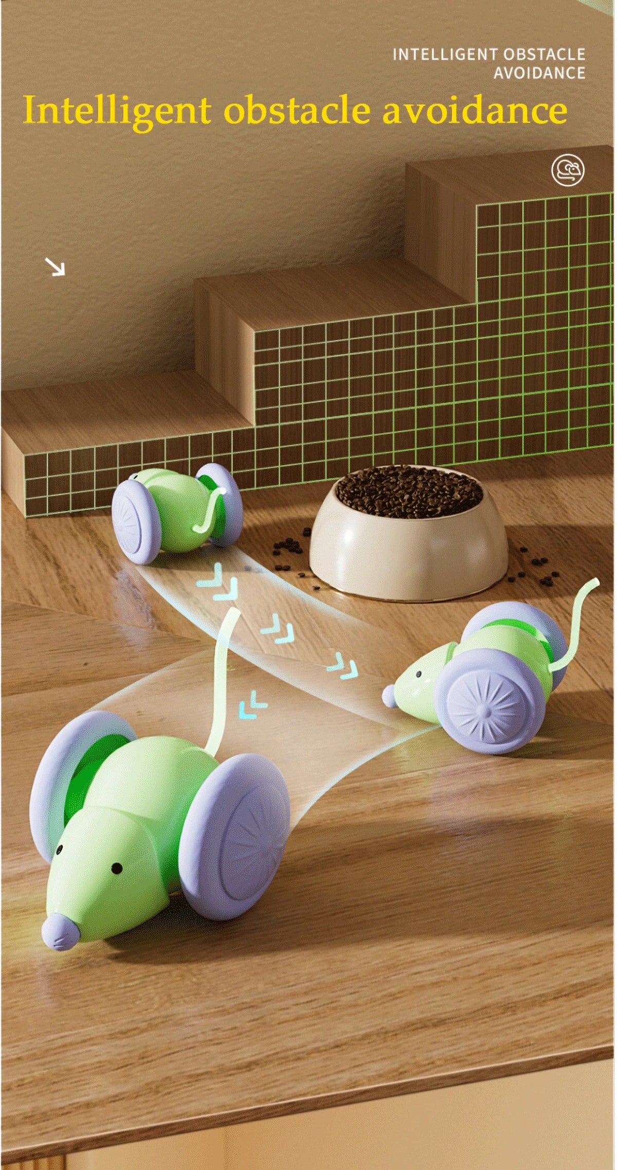 Electric Mouse Car Pet toys Interactive Cat Toy Rechargeable Automatic Teaser with Intelligent Obstacle Avoidance Pet Products