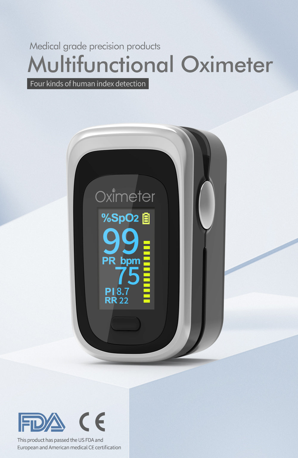 Kiuzou Medical Portable Finger Pulse Oximeter Blood Oxygen Heart Rate Saturation Meter OLED Oximetro De Dedo Saturometro Monitor