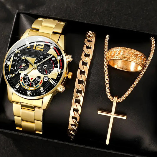 New Hot Watches Fashion Men Stainless Steel Watch Luxury Calendar Quartz Wristwatch Business Watches Man Clock Relogio Masculino