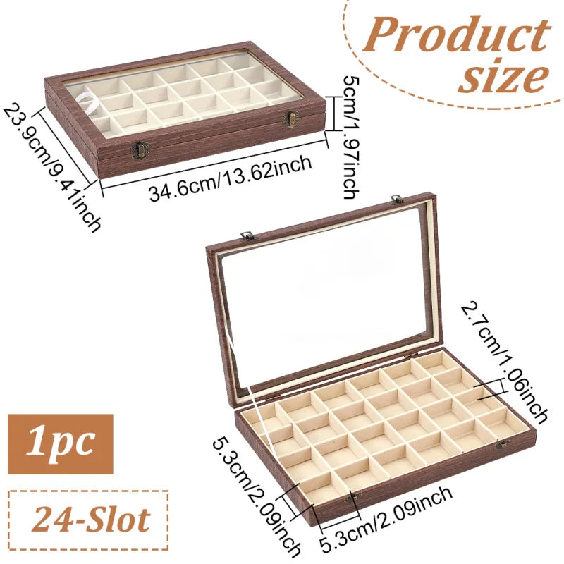 24-Grid Wooden Mobile Phone Management Storage Box Black Cell Phone Storage Box Desktop Organizer for Office and School