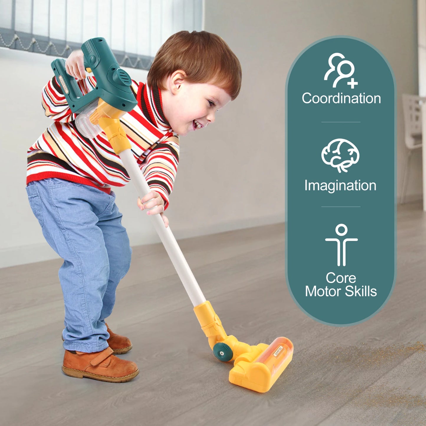 Electric Mini Vacuum With Light and Music Cleaner Simulation Housework Dust Catcher Educational Pretend Play Toys for Kids Gifts
