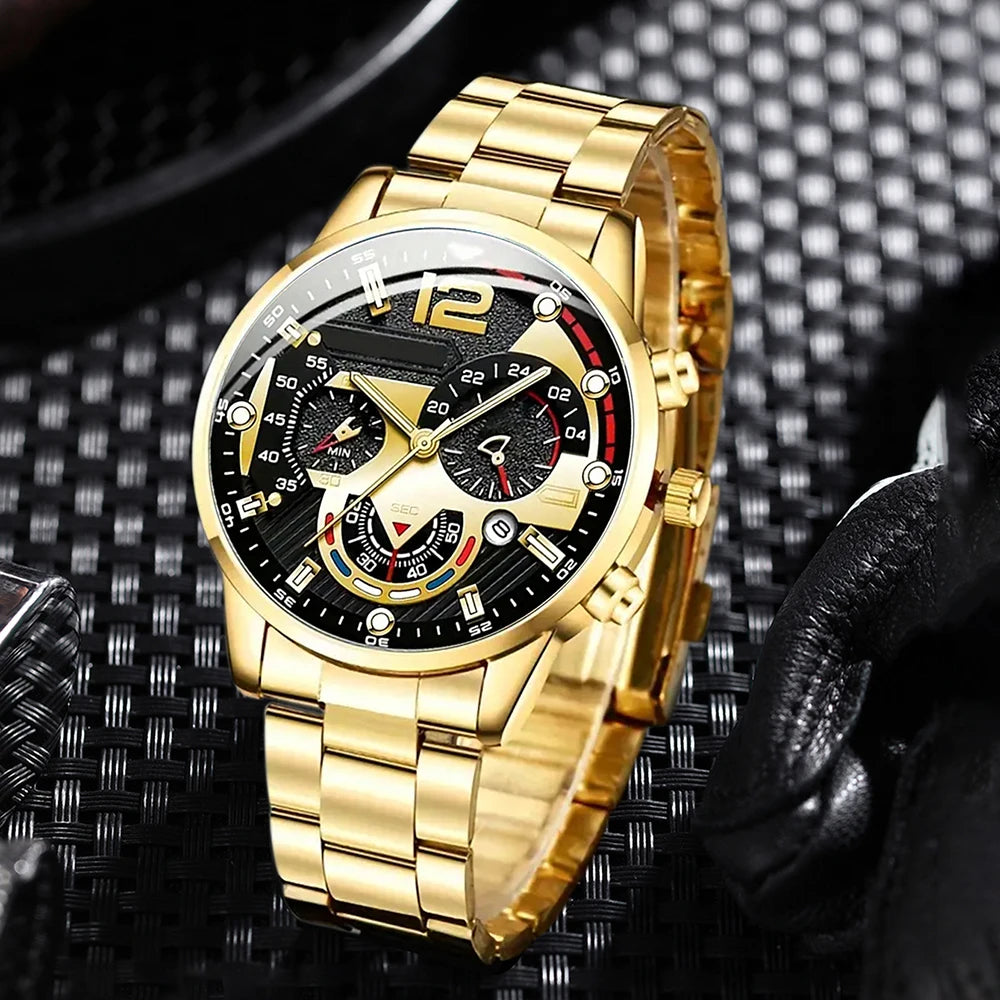 New Hot Watches Fashion Men Stainless Steel Watch Luxury Calendar Quartz Wristwatch Business Watches Man Clock Relogio Masculino