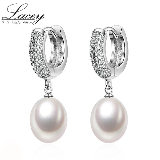 925 Sterling Silver Freshwater Pearl Drop Earrings,Real Natural Black Pearl Earrings Mother Brides Gifts