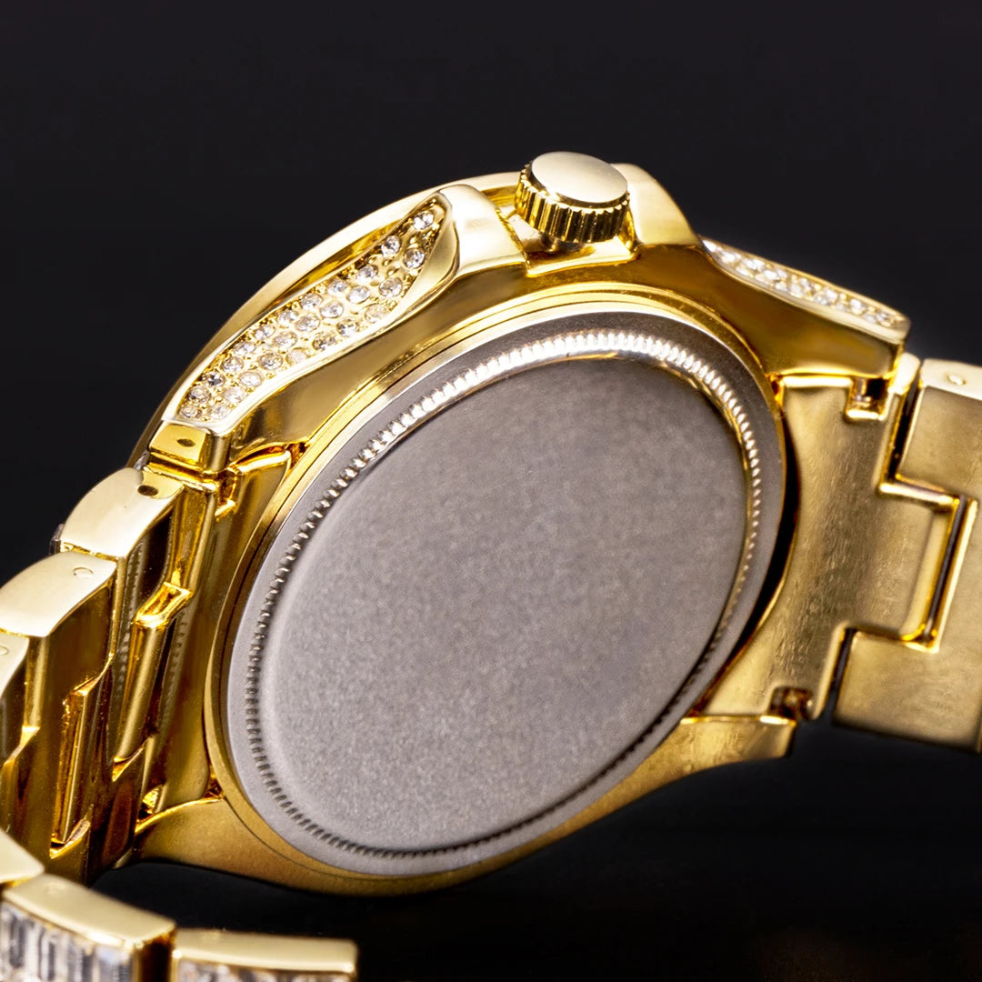 Full Iced Out Watches For Men Luxury Handmade Mosaic Diamond Silver Steel Watch Fashion Hip Hop Silver Automatic Date Male Clock